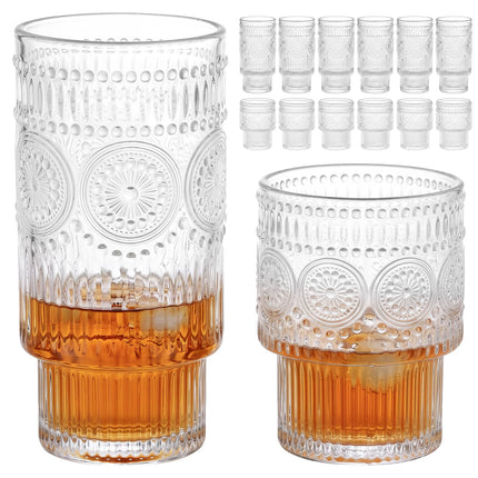 Crystal Cocktail Glasses Drinking Glasses Set of 12 Glass Cups