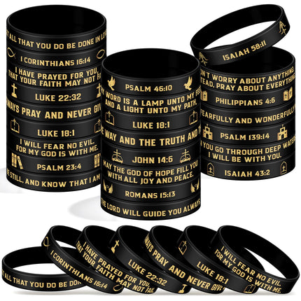 48 Pcs Bible Verse Christian Bracelets Silicone,Classic Color
