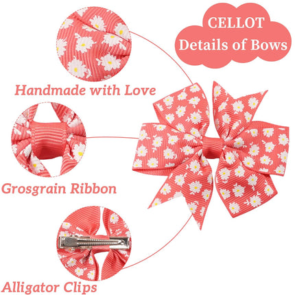 CÉLLOT 40Pcs 3 Inch Boutique Grosgrain Ribbon Pinwheel Hair Bows Alligator Clips For Girls Toddlers Accessories Teens Gifts In Pairs