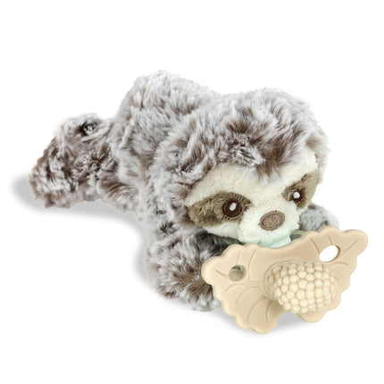 Sloth RaZbuddy w/RaZberry Teething Relief Pacifier – Soothes Sore Gums w/Nature-Inspired Texture, 100% BPA-Free Silicone Teether, Detachable Stuffed Animal – 3 Months+ Teether, Tan