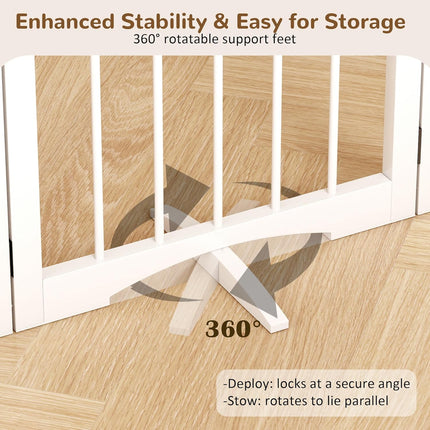 Free Standing Dog Gate Indoor, Foldable Dog Gate for Doorways Stairs Hallways, 3-Panel Freestanding Pet Gate with Support Feet for Stability, Folding Puppy Gate Easy to Move, Doggy Gate 54"x24"