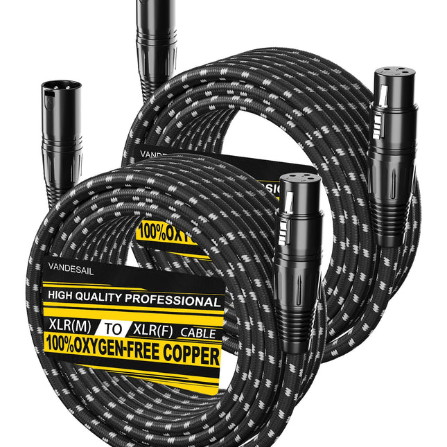 XLR Cables 25ft 2Pack, Durable Nylon Braided XLR Microphone Cable