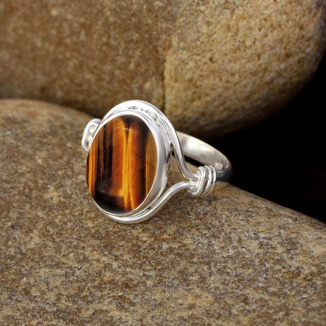 Sterling Silver Natural Gemstone Statement Ring
