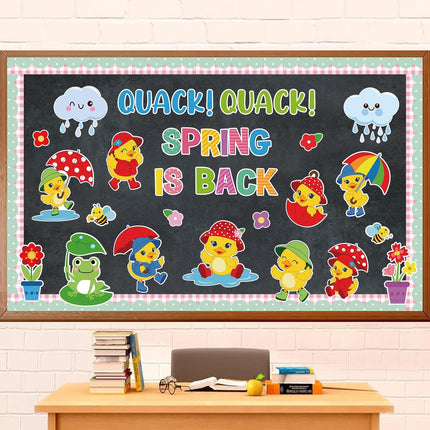 Easter Bulletin Board Decorations, Quack Quack Spring is Back Classroom Décor Christian Religious Bulletin Board Spring Easter Paper Cutouts Décor for School Classroom Church Chalkboard Decorations