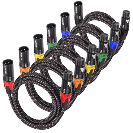 XLR Cables Braided for Microphone 6 Feet 6 Packs