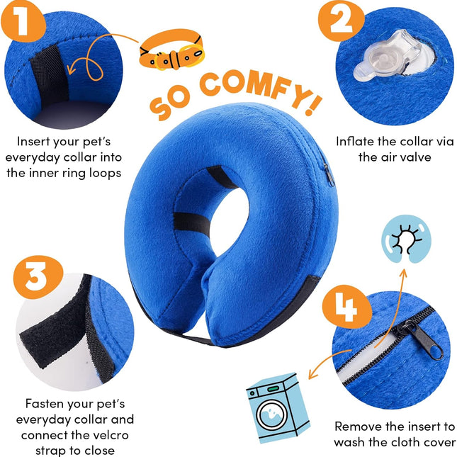 Inflatable Dog Cone Collar Alternative, Soft Dog Cone for Small Medium Large Dogs and Cats, Neck - photo 2