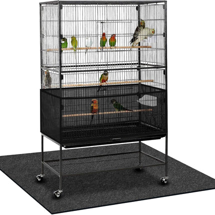 AceOrbit Bird Cage Mat 48 x 36 Inch with Adjustable Bird Cage Seed Catcher, Waterproof Absorbent Floor Mat, Non-Slip Floor Protector for Parrot, Cockatiel, Budgie, Reptile Tank