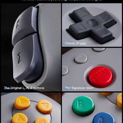 8Bitdo 64 Bluetooth Controller for Analogue 3D, Switch, Switch 2, Windows PC, and Android (Gray)