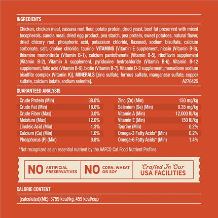 Merrick Purrfect Bistro Grain Free Chicken and Sweet Potato Recipe Natural Dry Cat Food for Adult Cats, High Protein, Outdoor or Indoor Cat Food - 4 lb. Bag