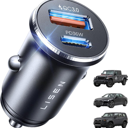 LISEN 69W Mini Cigarette Lighter Adapter Car Charger USB C Fast Charging, 12V Cigarette Lighter USB Car Charger Fast Charging Adapter, for iPhone 17 Pro Max 16 15 14 13 12 Plus Mini, Samsung S26 S25