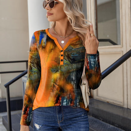 Long Sleeve Shirts for Women Casual V Neck Fall Tops Summer Blouses