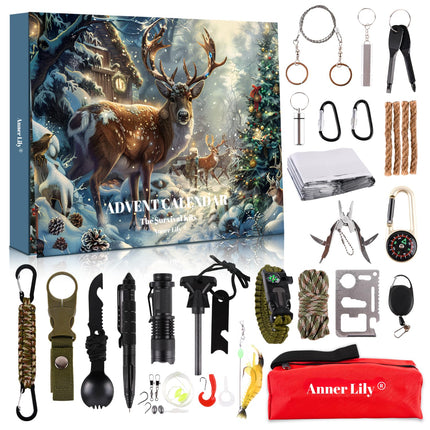 Survival Advent Calendar 2026 Men - 24 Days Xmas Countdown for Teen Boy