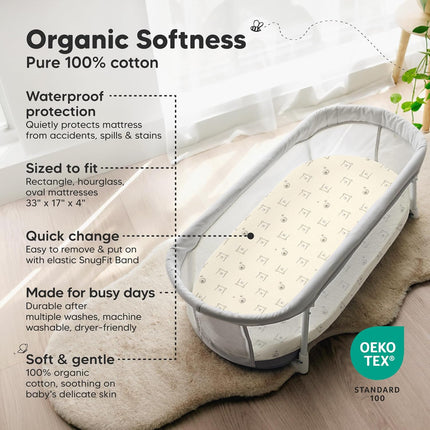 Amazon.com : 2-pk Waterproof Bassinet Sheets Girls, Boys, Cotton - 33x17 Universal Bassinet Mattress Pad Protector Cover,Compatible with Graco,Baby Delight,Chicco,Halo Bassinest Swivel Sleeper Fitted (Bumble Bear) : Baby