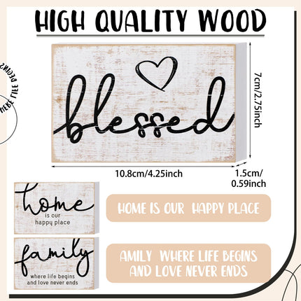 Mini Wooden Sign Farmhouse Shelf,Retro Color,4.25 x 2.76 x 0.59 in