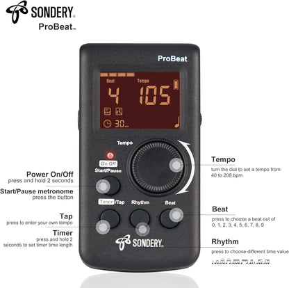 Digital Metronome Rechargeable English Vocal Counting with Timer Function for Piano Guitar Drum and All - photo 2