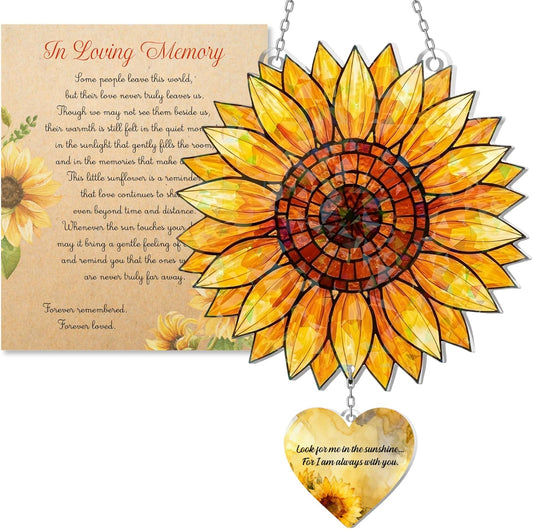Sunflower Suncatcher Ornament – Acrylic Sunflower Window Hanging Decoration for Mom, Memorial Gift, Birthday Gift for
