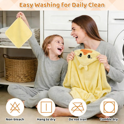 CandyHome 15 PCS Baby Bath Towels, 5 PCS Cute Animal Hooded Baby Towels & 10 PCS Washcloths Set for Infants Toddlers, Ultra Absorbent Soft Baby Bath Essentials Gifts for Boys & Girls
