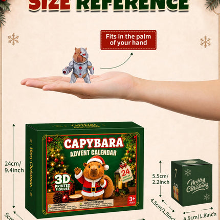 Capybara Advent Calendar 2026 for Boys Girls 3D Printed Animal Toys Gifts