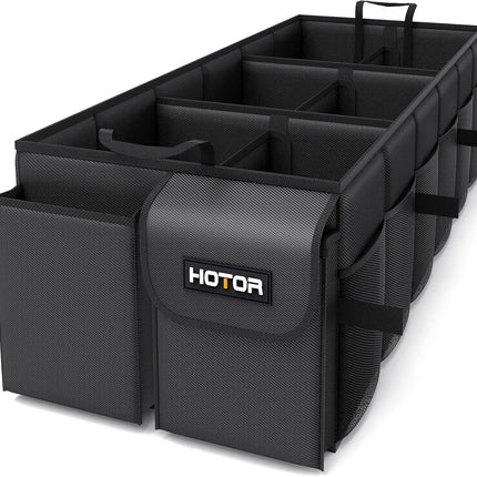 HOTOR Trunk Organizer - Foldable Car Storage for SUVs & Sedans, Sturdy Organization for Accessories, Tools, Sundries, Beige, 2 Compartments, 21.3"12.6"10.6"