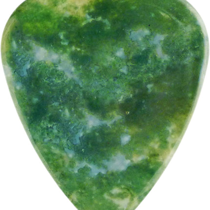 Green Moss Agate Stone Guitar Or Bass Pick - 3.0 mm Ultra Heavy Gauge - 351 Shape - Specialty Handmade Gemstone Exotic Plectrum - 3 Pack