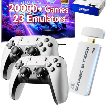 2025 Upgraded Retro Game Console Stick, Classic Video Games with 4K HDMI, Built-in 23 Emulators, 20000+ Games - Plug & Play TV Video Gaming Stick with Upgrade Dual 2.4G Wireless Controllers(64GB)