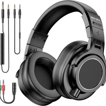 New Bee Studio Headphones, Wired Headphones with 50mm Drivers, Professional DJ Headphones for Recording Mixing Podcast Guitar Piano, 210g Ultra-Lightweight Design, 3.5/6.35mm Jack