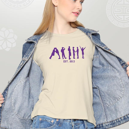 Army Est 2013 T-Shirt - Minimalist Member Silhouette Graphic Tee - Premium Cotton Black Concert Shirt for Kpop Fans & Lovers