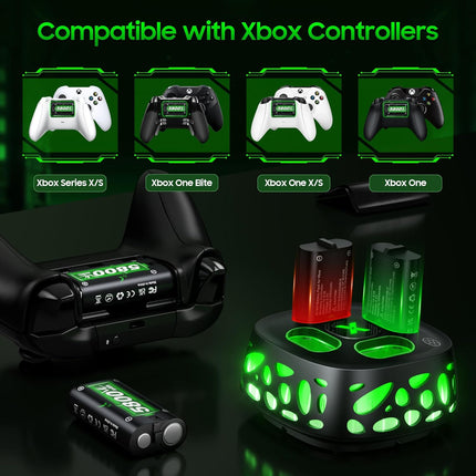 Rechargeable Battery Pack for Xbox with Charger, 4x5800mWh Fast Charging Rechargeable Battery Packs for Xbox Controller Batteries for XboxOne Series X|S,One S/X,Games > Xbox One > Consoles