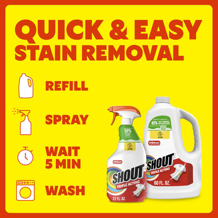 Triple Acting Laundry Stain Remover Spray Refill, 60oz, (1-Pack)