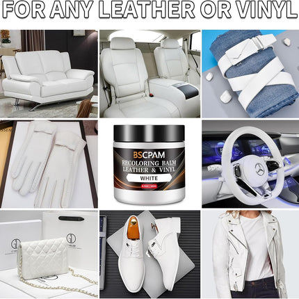 White Leather Recoloring Balm with 100ml Mink Oil,Leather Couch Scratch Remover,Leather Repair kit for Vinyl Furniture and Car Interior,Leather Dye Paint,Mink Oil for Leather