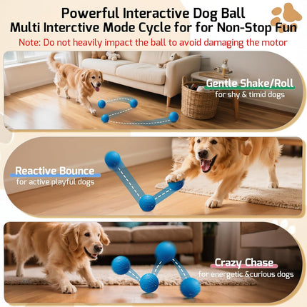 SNOYWEN Smart Interactive Dog Toy, Automatic Moving Bouncing Rolling Ball, Food-Grade Rubber Material IPX7 Waterproof Active Ball for Medium and Large Dogs