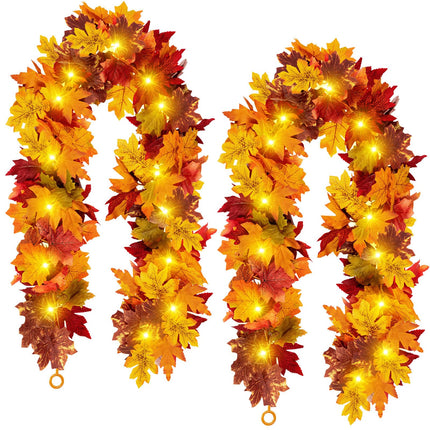 2Pcs Black Maple Leaf Garland Halloween Artificial Fall Leave Vines