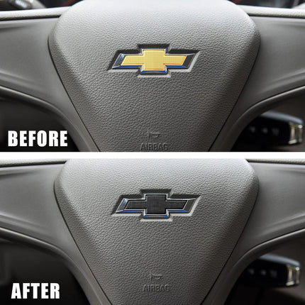 Black Steeering Wheeel Bowtie Emblem Overlay Compatible with Chevy Equinox Malibu Cruze Traverse Volt Blazer Silverado Suburban Tahoe Bolt Trax Spark Sonic Impala with Strong Adhesive 26011102 1 pc