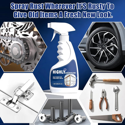 Rust Remover Spray for Metal, Powerful Rust Remover Heavy Duty Metal Cleaner, Multipurpose Rust Stain Remover for Metal,for Automotive Parts, Tools, Stainless Steel, Fast Acting Rust