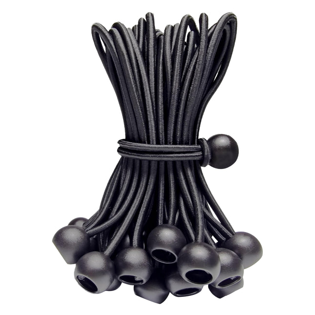 Cordones elásticos con bolas, 35PCS, ball bungees de 6 Inch para toldos, carpas, exteriores, negro, sujeción segura – duraderos, resistentes a UV (35, B6)