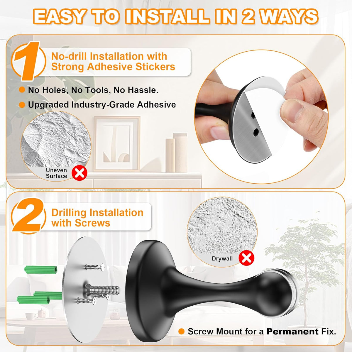 Magnetic Door Stoppers 1 Pack, Stainless Steel Door Stops for Wall and Floor Mounting, Gate Stops, No - photo 3