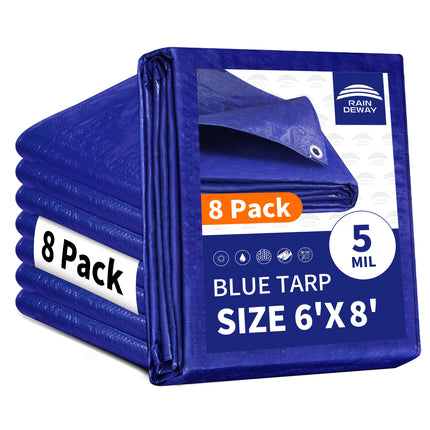 Tarps 8x10Ft 5.5 Mil Multipurpose Waterproof Poly Tarp Cover