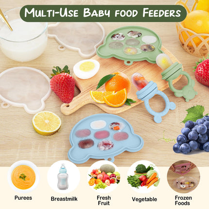 Baby Breastmilk Popsicle Molds & Baby Fruit Feeder (6 Pack), Infant Food Freezer Tray Storage Containers, Silicone Teething Pacifier Feeder and Teether for Babies,Babies Feeder