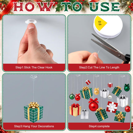 44 Pcs Christmas Hanging Ceiling Decorations Ball and Gift Box Cutout