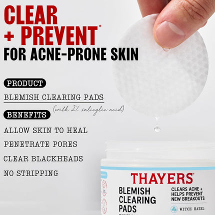 Blemish Clearing Acne Pads, Salicylic Acid Acne Treatment for Face, Pore Reducing, Exfoliating, and Soothing Skincare, Witch Hazel Toner Pads, 60 Ct