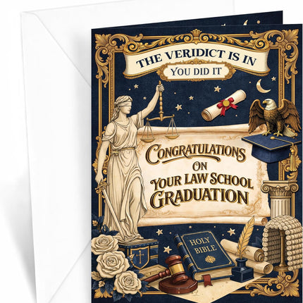 Law School Graduation Card 2026 Law School Graduation Gifts For Women Men Congrats Lawyer Degree Grad Cards For Him Her Son Daughter From Mom Dad Friend 2026 With Envelope Eco Friendly 300GSM Paper