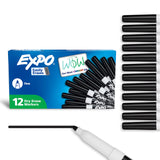 Marcadores de pizarra blanca, tinta de bajo olor, negro, punta fina, 12 unidades - Pizarra blanca, calendario, organización, útiles para oficina, escuela, aula, maestros
