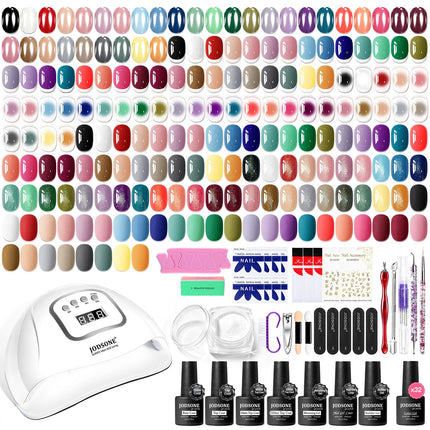 Gel Nail Polish Kit with U V Light 32 Colors Gel Polish Nail + 4 Functional Adhesive Bottles Kit Soak - photo 12