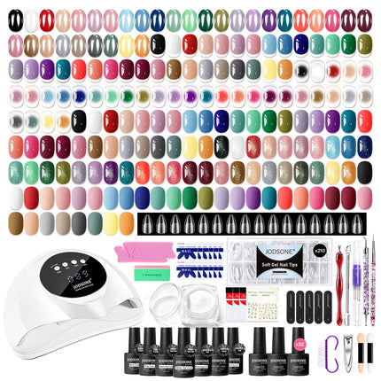 Gel Nail Polish Kit with U V Light 32 Colors Gel Polish Nail + 4 Functional Adhesive Bottles Kit Soak Off Manicure Tools for Women