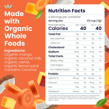 Amara Smoothie Melts - Mango Carrot - Baby Snacks Made With Fruits and Vegetables - Healthy Toddler Snacks For Your Kids Lunch Box - Organic Plant Based Yogurt Melts - 6 Resealable Bags