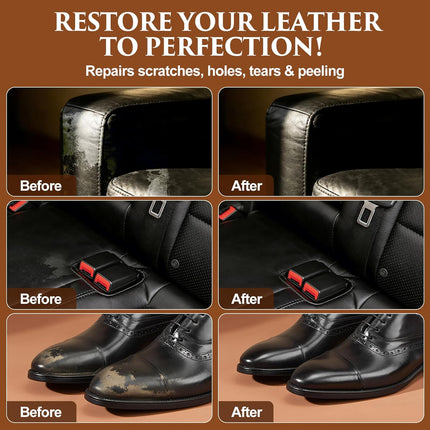 Black Leather Repair Kit for Furniture, Car Seats, Sofa, Jacket, and Purse, Vinyl Repair Kit with Super Easy Instructions to Match Any Color, Restore Any Glossy Leather Surface