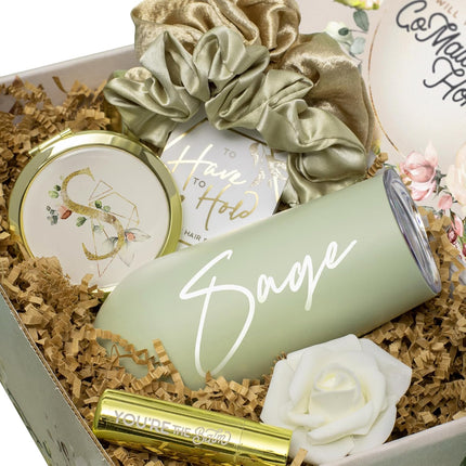 Sincerely, Me Personalized Bridesmaid Proposal Gift Set with Sage and Green Bridesmaid Gifts in Proposal Box (PB1)
