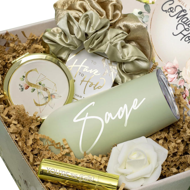 Personalized Bridesmaid Proposal Gift Set in Sage