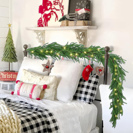 2Pcs 6FT Christmas Garlands, Real Touch Norfolk Pine Garland