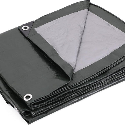 Kotap 12 x 14 Ft. Heavy-Duty Protection/Coverage Tarp, 8-mil, Reversible, Multi-Use, Waterproof, Green-Silver, (TGS-1214)